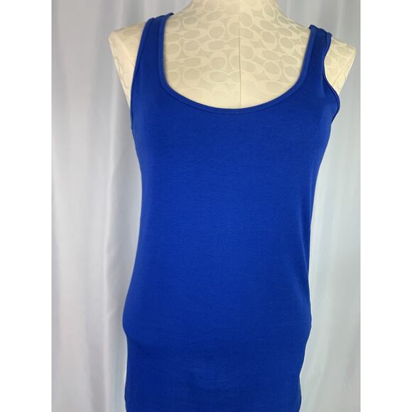Large JCP Women's Royal Blue Jersey Knit Tank Top sleeveless Scoop Neck - Picture 4 of 6
